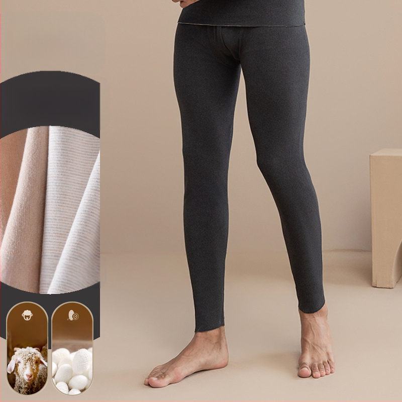 Sügispüksid Meeste soojad püksid Sügis- ja talvefliisvoodriga villast siidist kahepoolsed fliisist paksendatud alusega soojad püksid