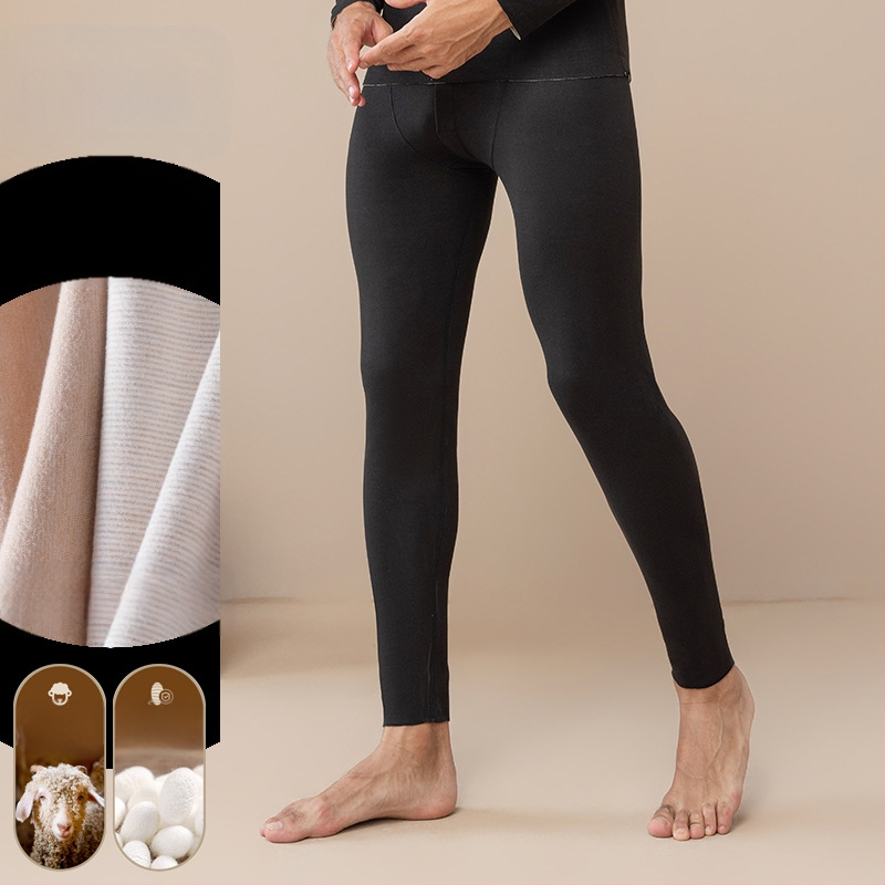 Sügispüksid Meeste soojad püksid Sügis- ja talvefliisvoodriga villast siidist kahepoolsed fliisist paksendatud alusega soojad püksid