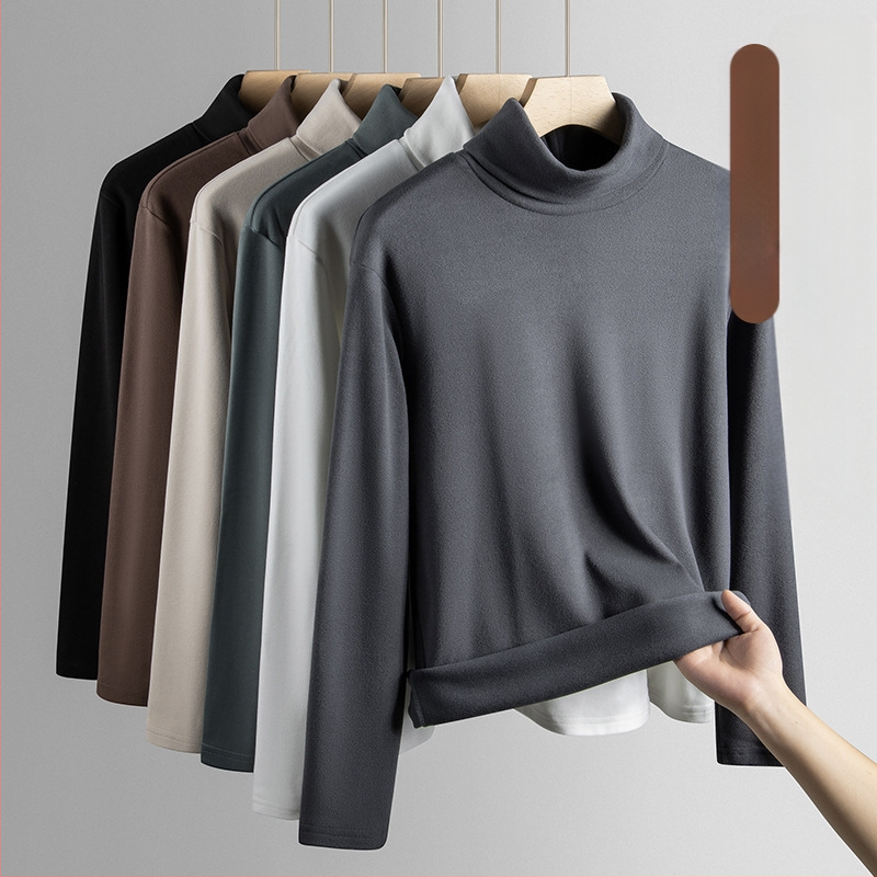 Cămașă bărbați cu guler înalt, din catifea germană, cu două fețe, pentru toamnă și iarnă, căptușită cu fleece și îngroșată, căptușeală interioară caldă, mânecă lungă business subțire și ușoară