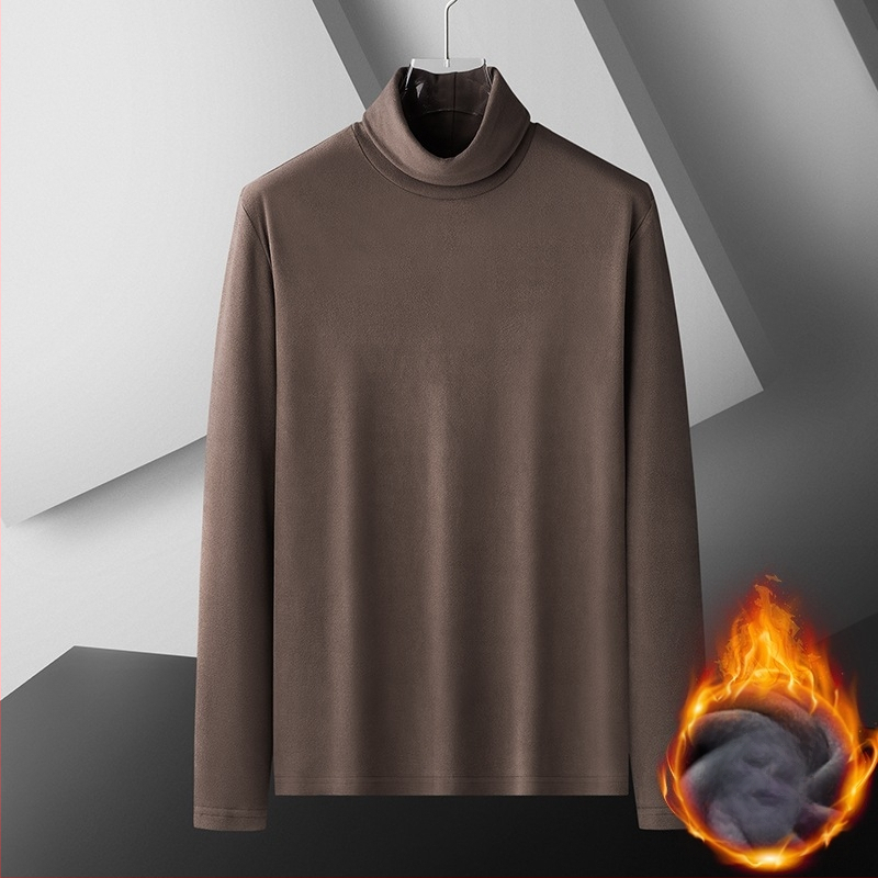 Cămașă bărbați cu guler înalt, din catifea germană, cu două fețe, pentru toamnă și iarnă, căptușită cu fleece și îngroșată, căptușeală interioară caldă, mânecă lungă business subțire și ușoară