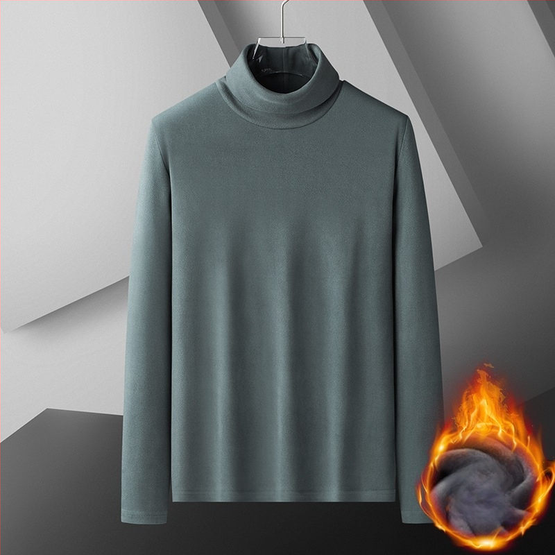 Cămașă bărbați cu guler înalt, din catifea germană, cu două fețe, pentru toamnă și iarnă, căptușită cu fleece și îngroșată, căptușeală interioară caldă, mânecă lungă business subțire și ușoară