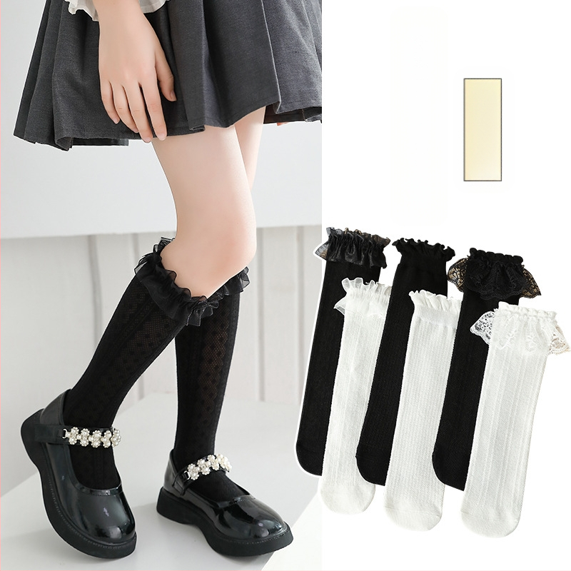 Dječje čarape, ljetne ultra tanke djevojačke čarape od čipke, proljetne dječje šuplje mrežaste visoke čarape