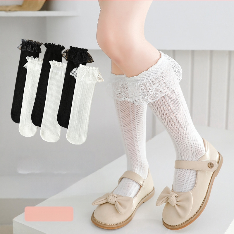 Dječje čarape, ljetne ultra tanke djevojačke čarape od čipke, proljetne dječje šuplje mrežaste visoke čarape