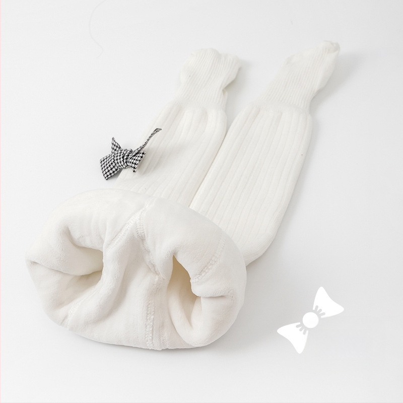 Tüdrukute sügis-talvised fliisvoodriga paksendatud beebiretuusid, beebide sokid lipsuga, valged lasteretuusid