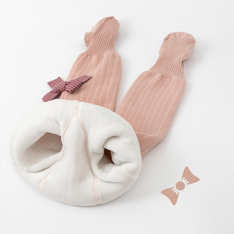 Tüdrukute sügis-talvised fliisvoodriga paksendatud beebiretuusid, beebide sokid lipsuga, valged lasteretuusid