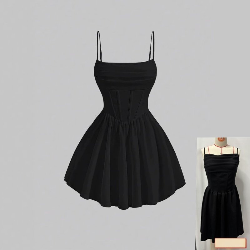 Rochie de vară nouă, sexy, cu fermoar, plisată, de culoare solidă, Amazon, transfrontalieră, Europa și Statele Unite