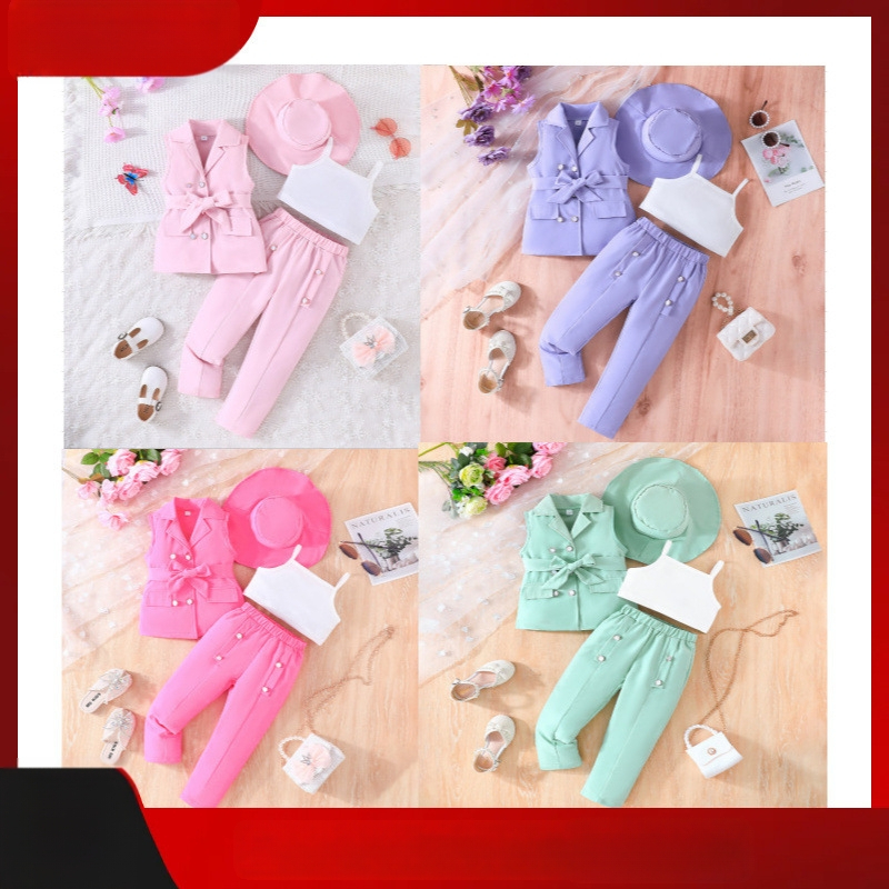 Amazon prekogranično 24 ljetno odijelo bez rukava s reverom, jednobojne hlače s tregerima, djevojačko odijelo sa šeširom