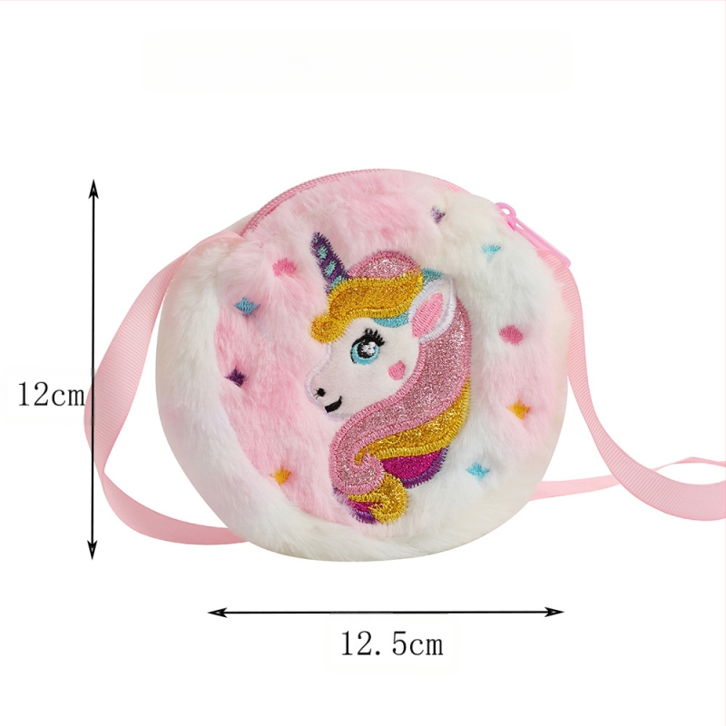 Jauna vienradža plīša plecu soma, jauka meitenes apģērba aksesuāri, plecu soma ar samazinātu svaru, monētu uzglabāšanas maciņš