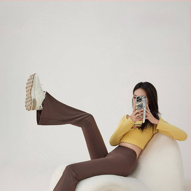 Hlače od ledene svile, blago proširene, za žene, ljetna gornja odjeća, hlače visokog struka, mikro ženske tanke proširene hlače za jogu, ljetni tanki stil