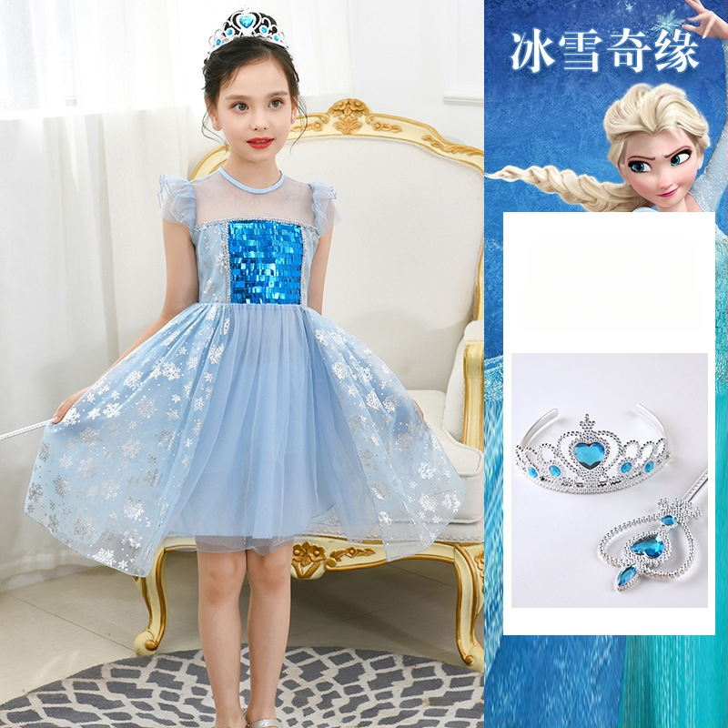 Tüdrukute printsess Anna Frozen suvine uus halloweeni sünnipäevakleit superhaldja kostüüm ilus lääne stiilis