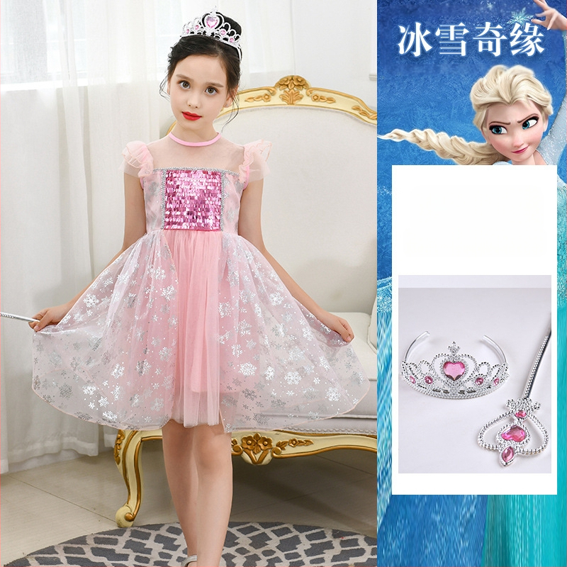 Tüdrukute printsess Anna Frozen suvine uus halloweeni sünnipäevakleit superhaldja kostüüm ilus lääne stiilis