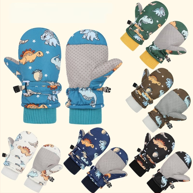 Mănuși de schi pentru copii transfrontaliere, 3-9 ani, mănuși de iarnă îngroșate, căptușite cu fleece, rezistente la vânt, calde, pentru bărbați și femei, pentru ciclism