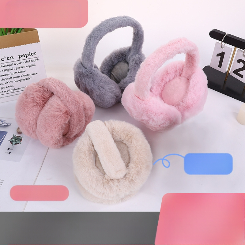 Сладки плюшени сгъваеми топли наушници за момичета и момчета, зимни космати наушници, студоустойчиви регулируеми наушници
