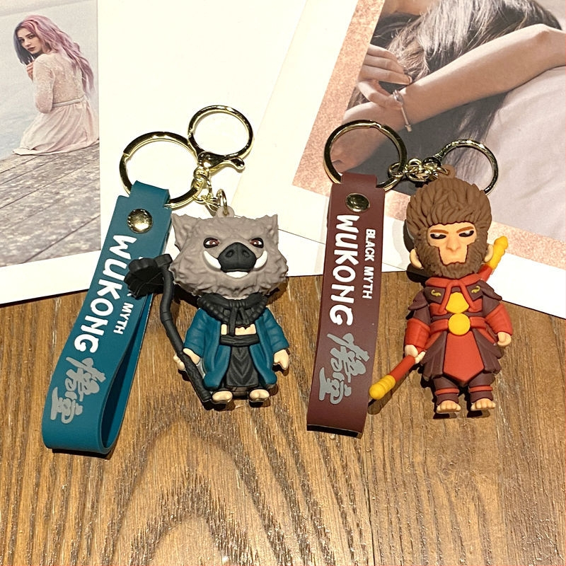 Animacinio juodojo mito Wukong raktų pakabukas animacinis kiaulės aštuoniukas mesti lėlę automobilis raktų pakabukas žaidimas aplink smulkios dovanos didmeninė prekyba