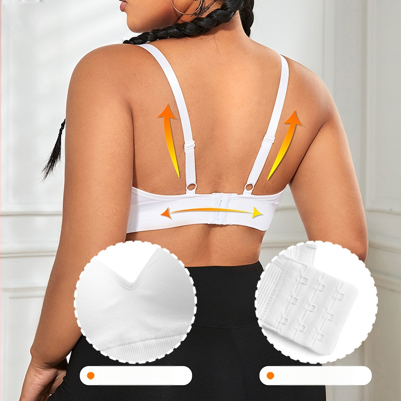 Piiriülene mugav ääreta pluss-suuruses joogatreeningu aluspesu naistele suur rind väike longusvastane fikseeritud korviga rinnahoidja