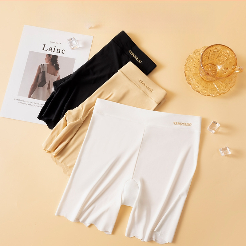 Kõrge vöökohaga naiste turvapüksid suvised jääsiidist aluspüksid pluss-suuruses õmblusteta paljaspüksid