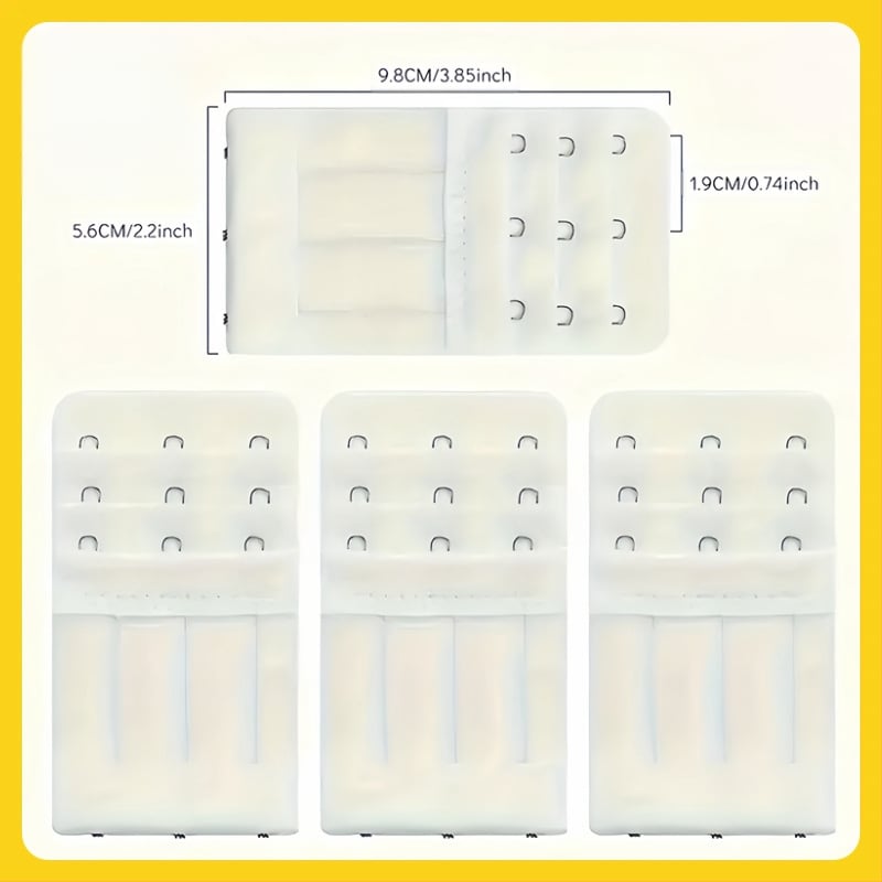 4 vnt. tarpvalstybinio mikropluošto elastingo trijų eilių trijų sagčių liemenėlės prailginimo sagtis, perlamutrinė maišelio tiekimo apatinių sagtis