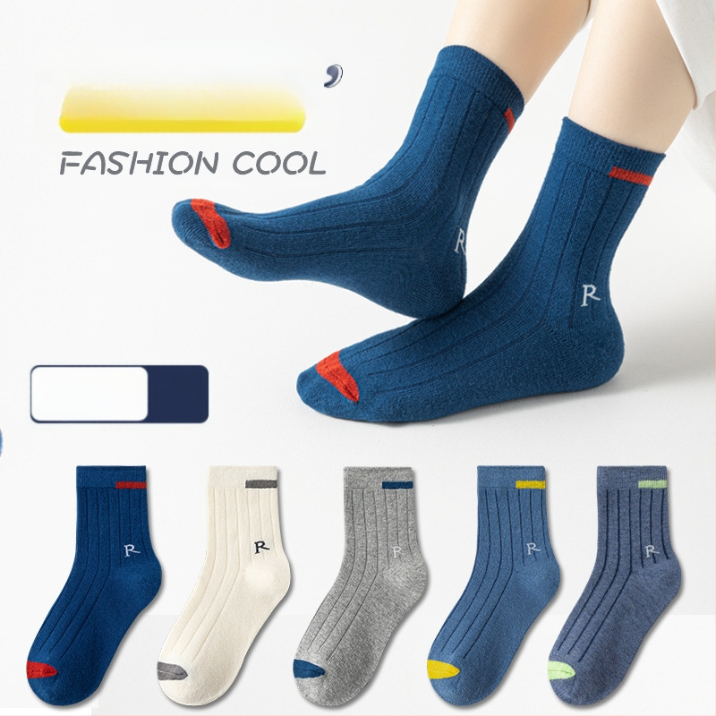 Șosete de toamnă și de iarnă pentru copii, până la jumătatea gambei, șosete la modă pentru copii, din bumbac pieptănat, absorbante de transpirație, șosete pentru studenți, șosete din bumbac, en-gros