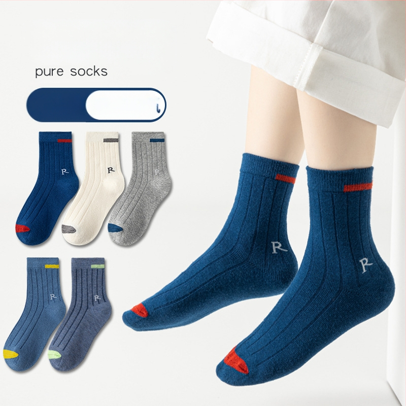 Șosete de toamnă și de iarnă pentru copii, până la jumătatea gambei, șosete la modă pentru copii, din bumbac pieptănat, absorbante de transpirație, șosete pentru studenți, șosete din bumbac, en-gros