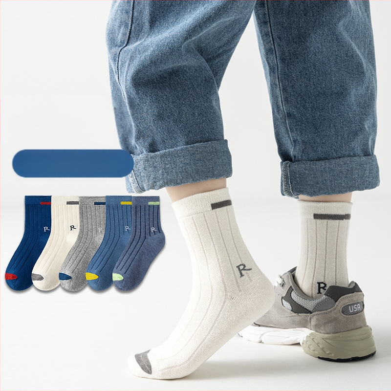Șosete de toamnă și de iarnă pentru copii, până la jumătatea gambei, șosete la modă pentru copii, din bumbac pieptănat, absorbante de transpirație, șosete pentru studenți, șosete din bumbac, en-gros