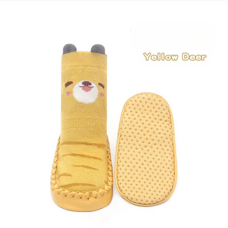 Korea stiilis libisemiskindlad beebikingad, sokid, kingad, imikud ja väikelapsed, liimiga põrandasokid, stereokoomiksiga nahast tallaga sokid