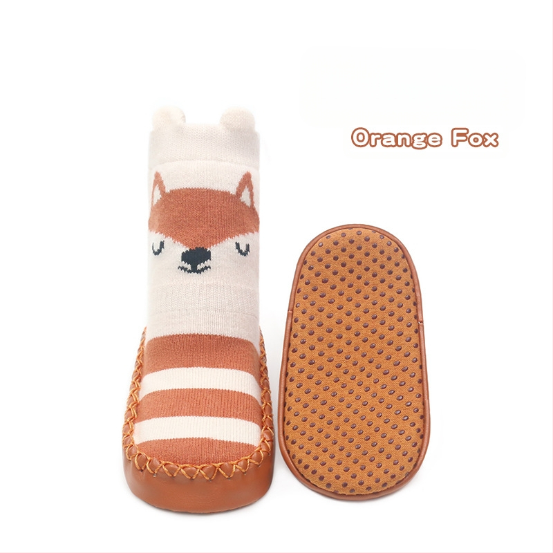 Korea stiilis libisemiskindlad beebikingad, sokid, kingad, imikud ja väikelapsed, liimiga põrandasokid, stereokoomiksiga nahast tallaga sokid