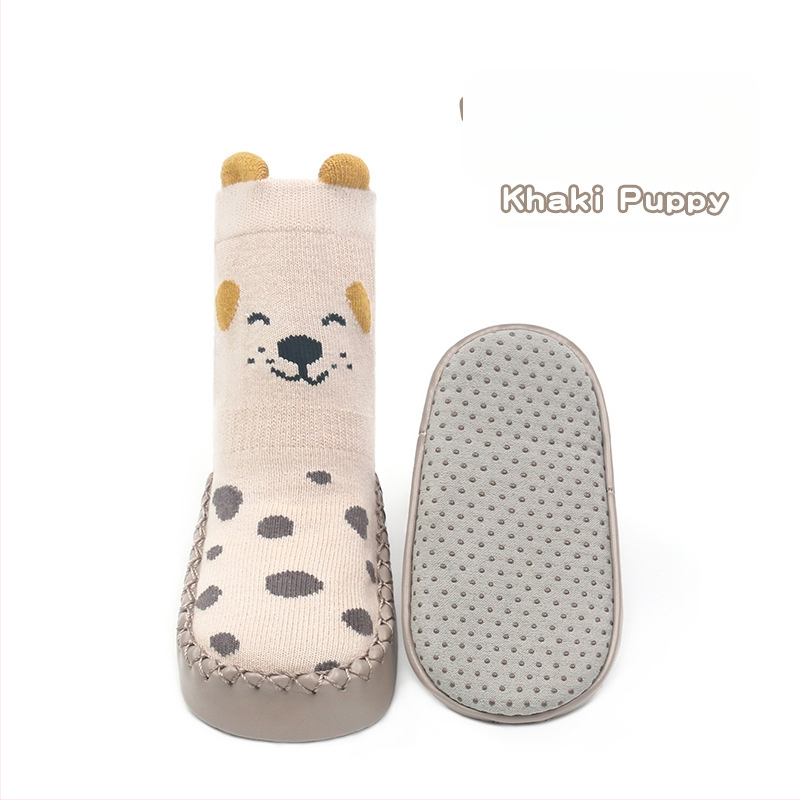 Korea stiilis libisemiskindlad beebikingad, sokid, kingad, imikud ja väikelapsed, liimiga põrandasokid, stereokoomiksiga nahast tallaga sokid