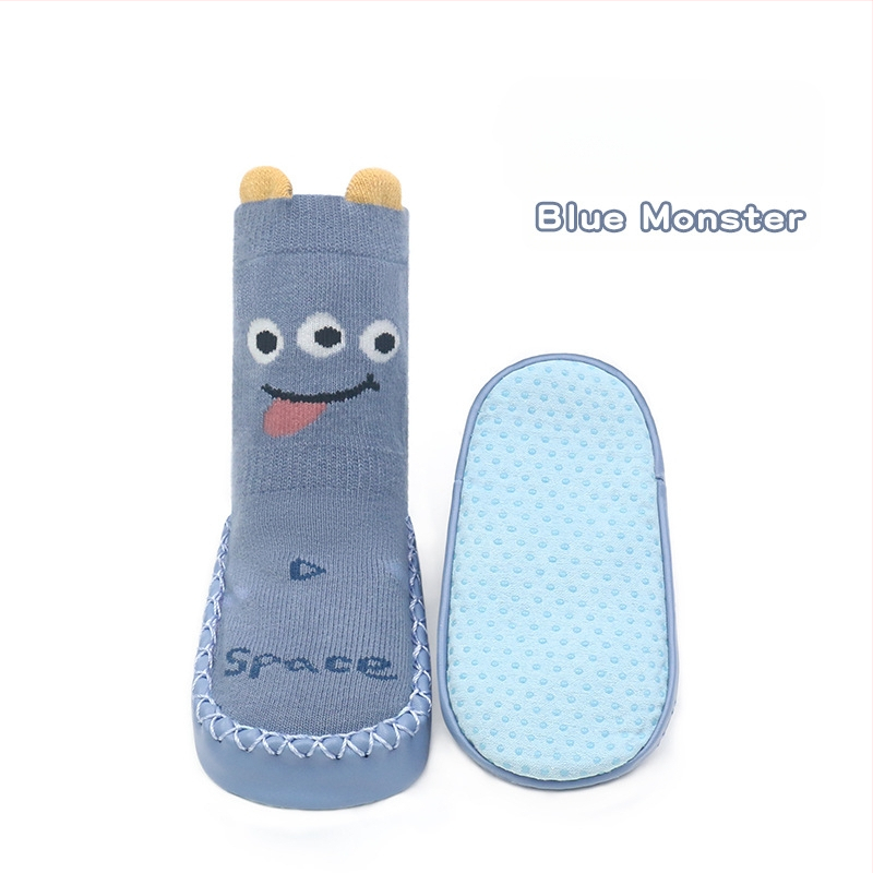 Korea stiilis libisemiskindlad beebikingad, sokid, kingad, imikud ja väikelapsed, liimiga põrandasokid, stereokoomiksiga nahast tallaga sokid
