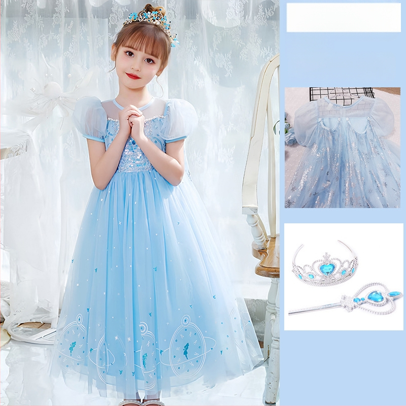 Nova dolazak Haljina princeze Aishe Ljetna nova dolazak Elegantna haljina s puf velom Haljina za rođendan djevojčice Haljina za Dan djeteta