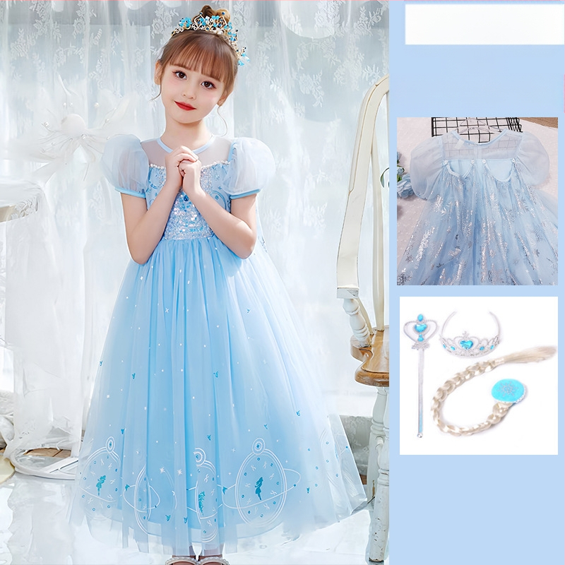 Nova dolazak Haljina princeze Aishe Ljetna nova dolazak Elegantna haljina s puf velom Haljina za rođendan djevojčice Haljina za Dan djeteta