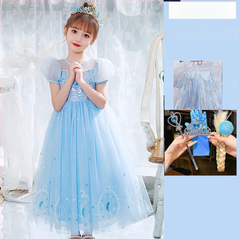 Nova dolazak Haljina princeze Aishe Ljetna nova dolazak Elegantna haljina s puf velom Haljina za rođendan djevojčice Haljina za Dan djeteta