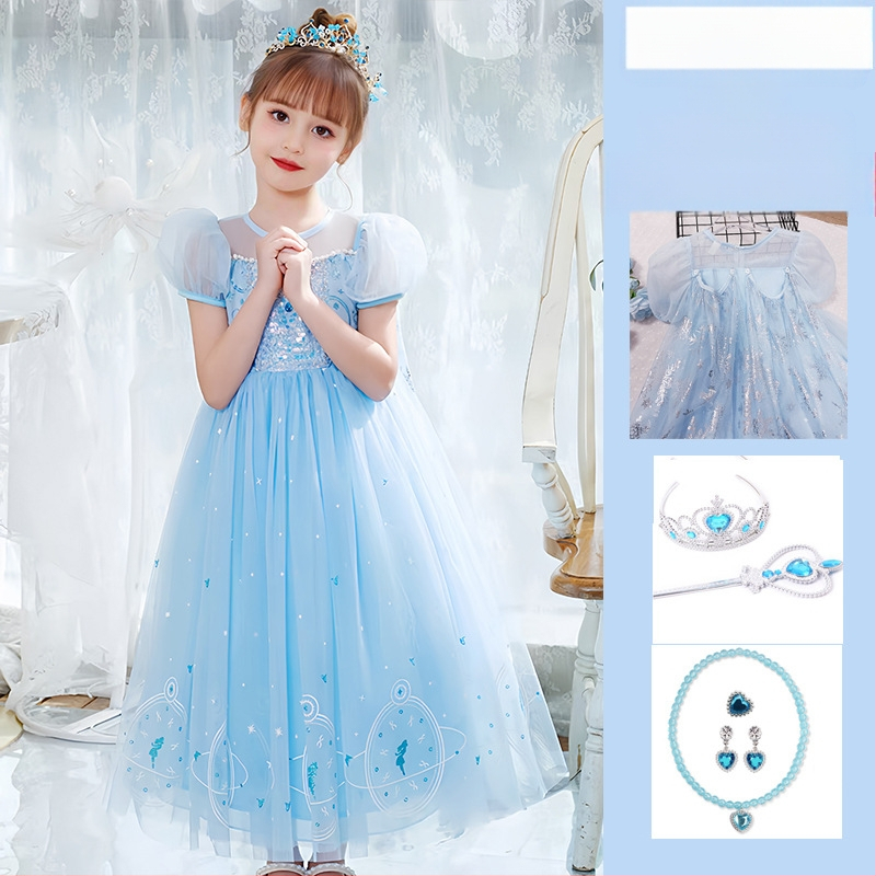 Nova dolazak Haljina princeze Aishe Ljetna nova dolazak Elegantna haljina s puf velom Haljina za rođendan djevojčice Haljina za Dan djeteta