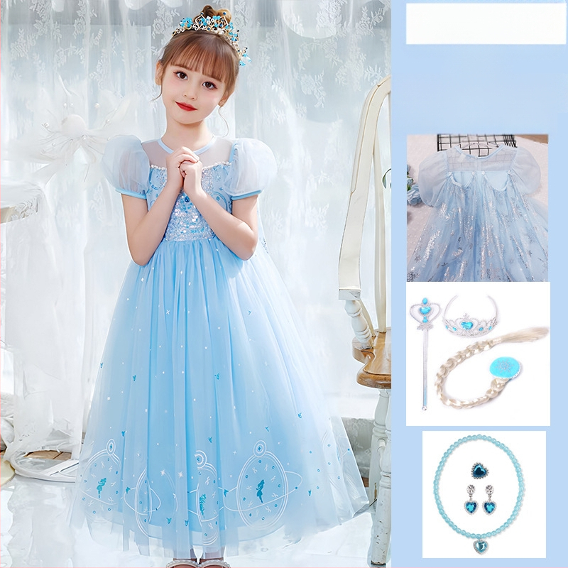 Nova dolazak Haljina princeze Aishe Ljetna nova dolazak Elegantna haljina s puf velom Haljina za rođendan djevojčice Haljina za Dan djeteta