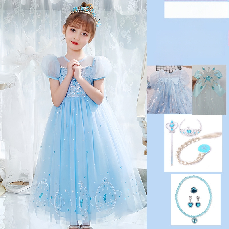 Nova dolazak Haljina princeze Aishe Ljetna nova dolazak Elegantna haljina s puf velom Haljina za rođendan djevojčice Haljina za Dan djeteta