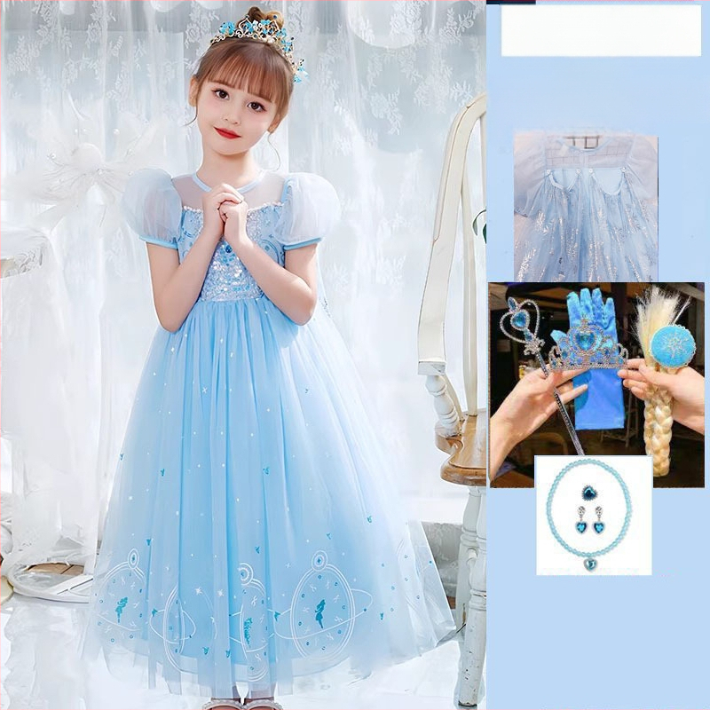 Nova dolazak Haljina princeze Aishe Ljetna nova dolazak Elegantna haljina s puf velom Haljina za rođendan djevojčice Haljina za Dan djeteta