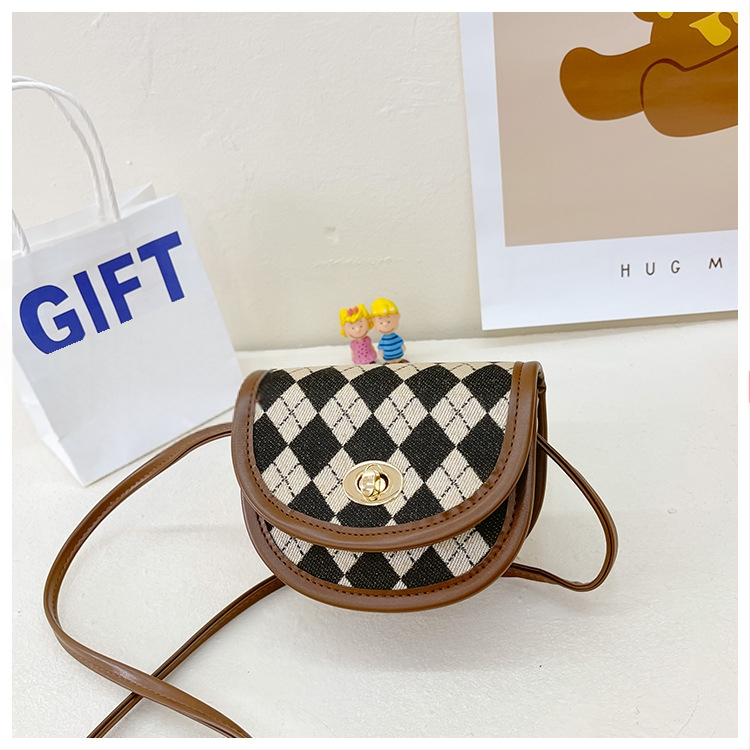 Bērnu 2022. gada korejiešu stila miniatūrā rūtaina meiteņu plecu soma, moderna retro seglu soma