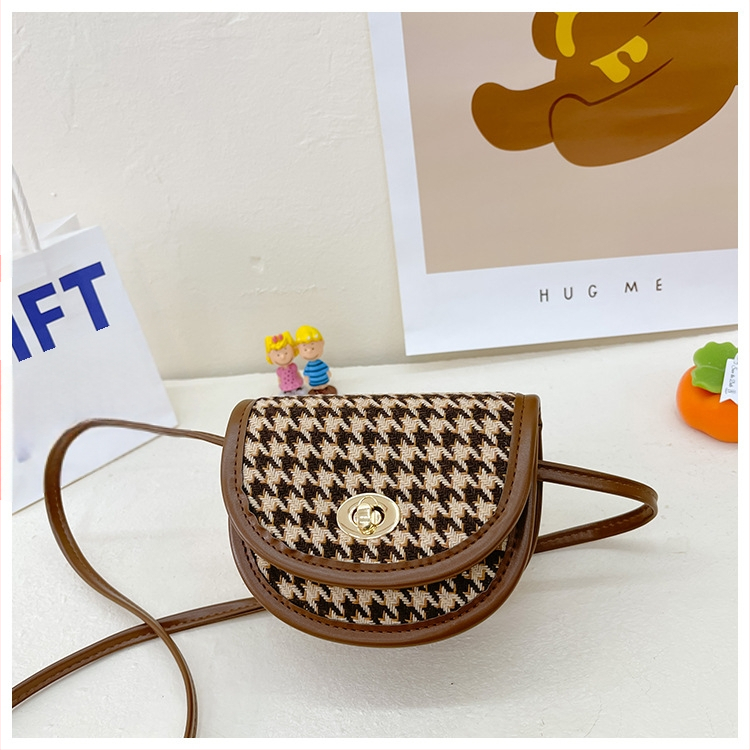 Bērnu 2022. gada korejiešu stila miniatūrā rūtaina meiteņu plecu soma, moderna retro seglu soma