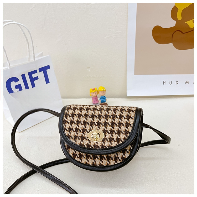 Bērnu 2022. gada korejiešu stila miniatūrā rūtaina meiteņu plecu soma, moderna retro seglu soma