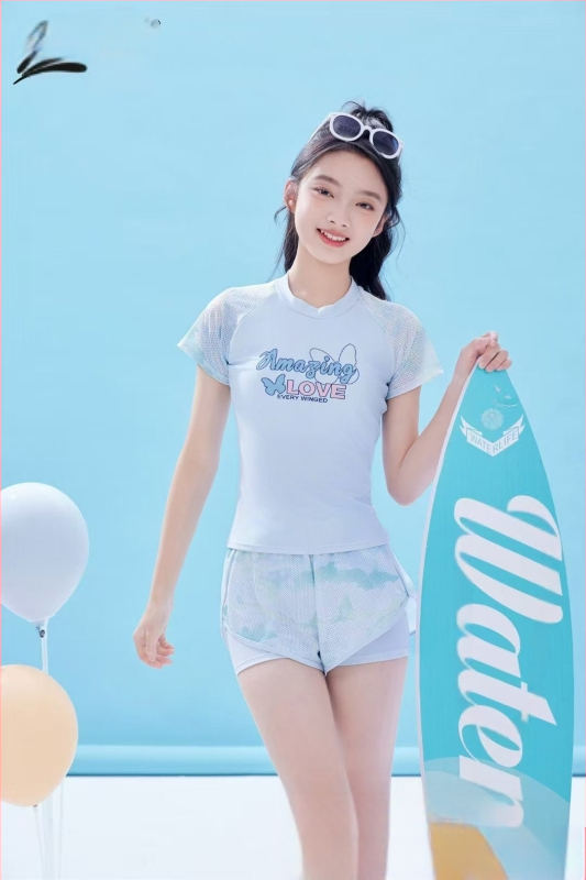 Vaikiški maudymosi kostiumėliai madingi mergaitėms su perimetru ir didelėms mergaitėms su perimetru ir ilgomis rankovėmis, apsaugantis nuo saulės, animacinių filmukų maudymosi kostiumėlis