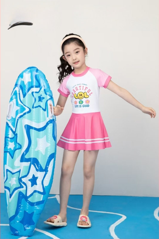 Vaikiški maudymosi kostiumėliai madingi mergaitėms su perimetru ir didelėms mergaitėms su perimetru ir ilgomis rankovėmis, apsaugantis nuo saulės, animacinių filmukų maudymosi kostiumėlis