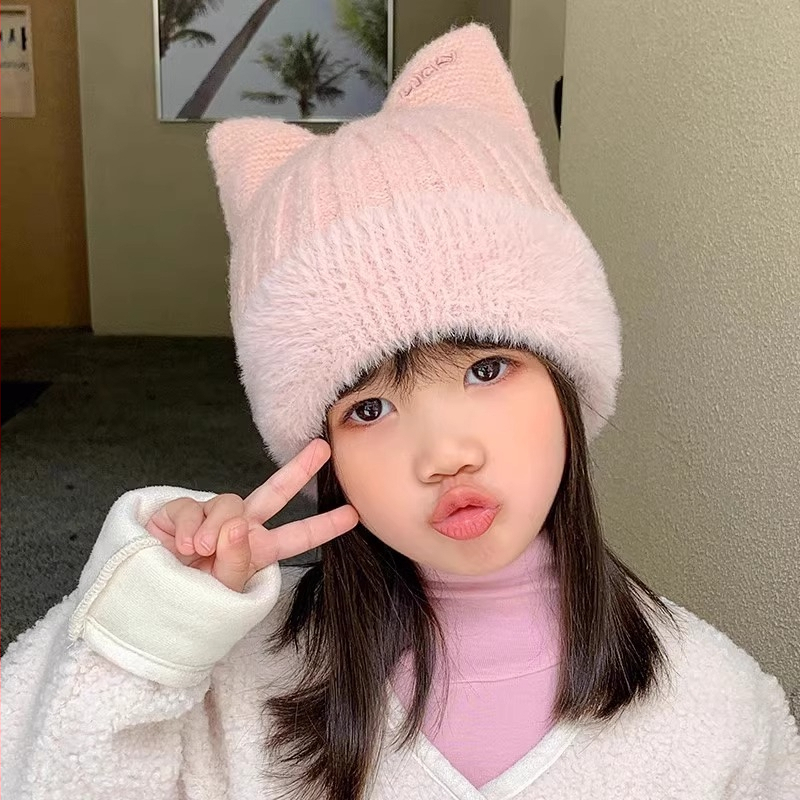 Bebeluș pălărie fete toamna și iarna tricotată lână capac școală ureche protecție copii capac îngroșat cald drăguț pulover cap