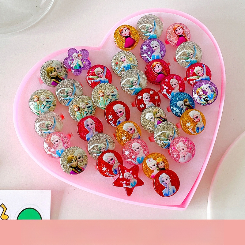 Inele noi pentru copii, pachet de 50, inele reglabile cu desene animate Cyber Celebrity pentru fete, set cadou, 61 de cadouri de Ziua Copilului