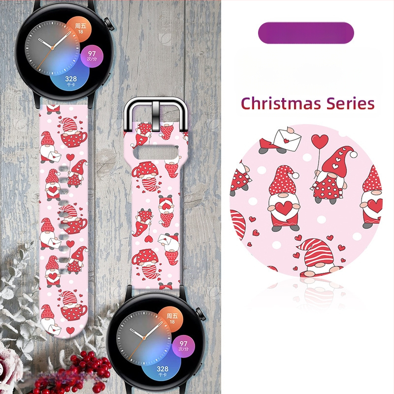 Kalėdinis raštuotas 20MM22MM23MM laikrodžio dirželis Huawei GT Samsung FB-Versa23 laikrodžiui