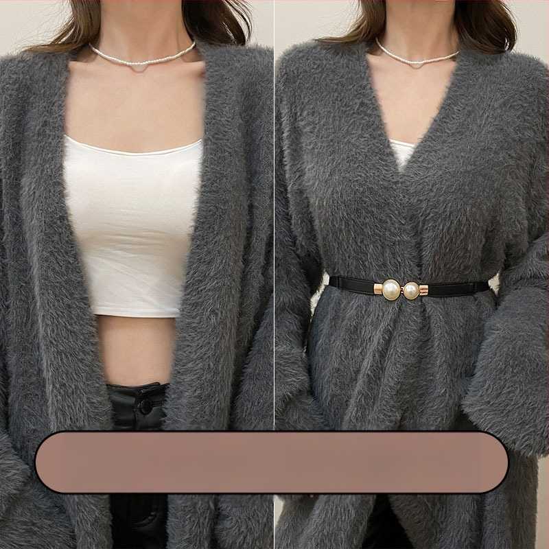 Ženski remen visokokvalitetni tanki remen s elastičnom dekoracijom za haljinu, kaput, struk, artefakt od bisera, tanki remen