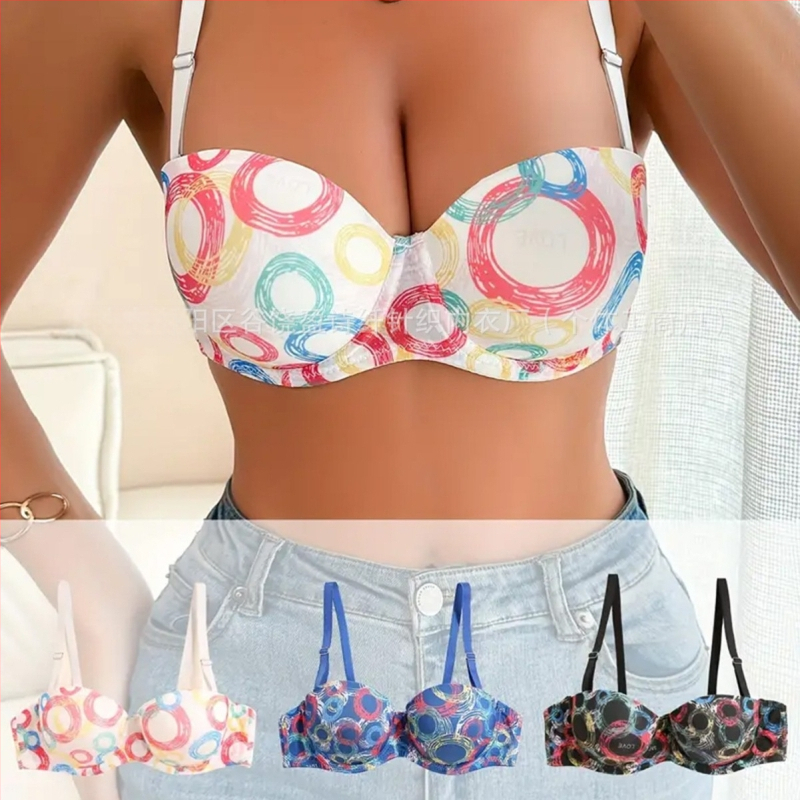 Tehase hulgimüük piiriülesele Euroopale ja Ameerika Ühendriikidele plahvatustrüki värvi terasest rõngaspesu värviline rinnahoidja seksikas kortsutatud rinnahoidja