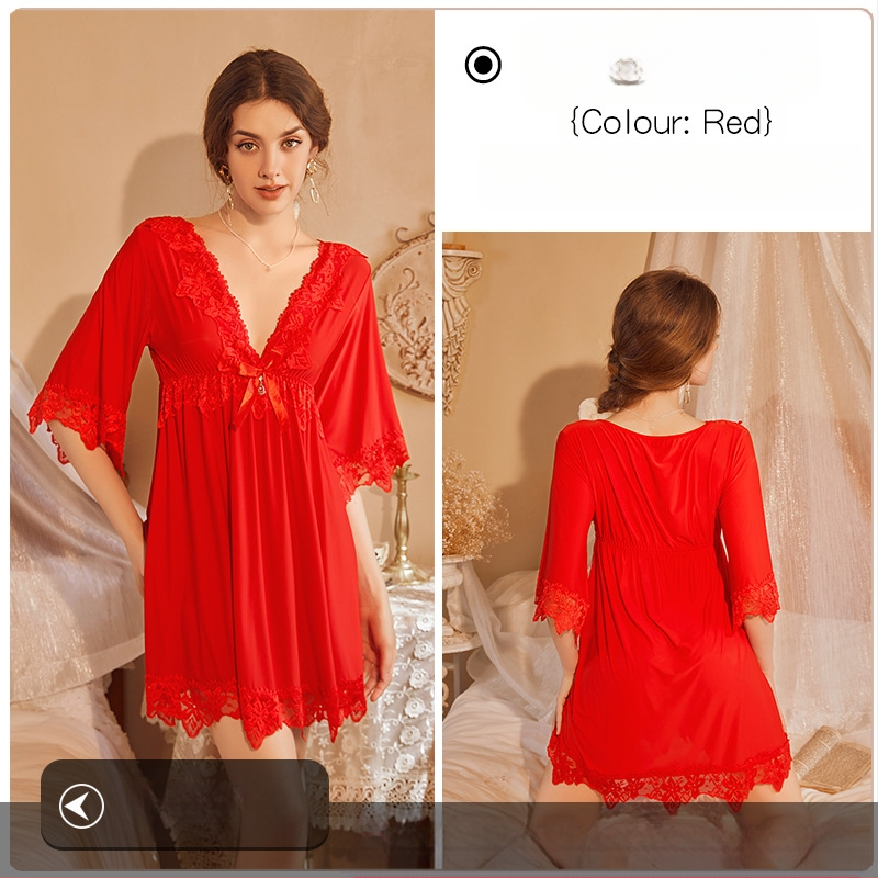 Népszerű online hírességek hálóruhája csipkével hímzett Ice Silk szexi plus size laza karcsúsító szexi hálóruha nagykereskedelemben