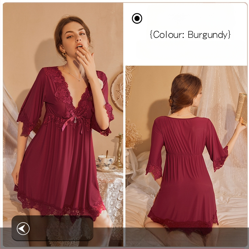 Népszerű online hírességek hálóruhája csipkével hímzett Ice Silk szexi plus size laza karcsúsító szexi hálóruha nagykereskedelemben