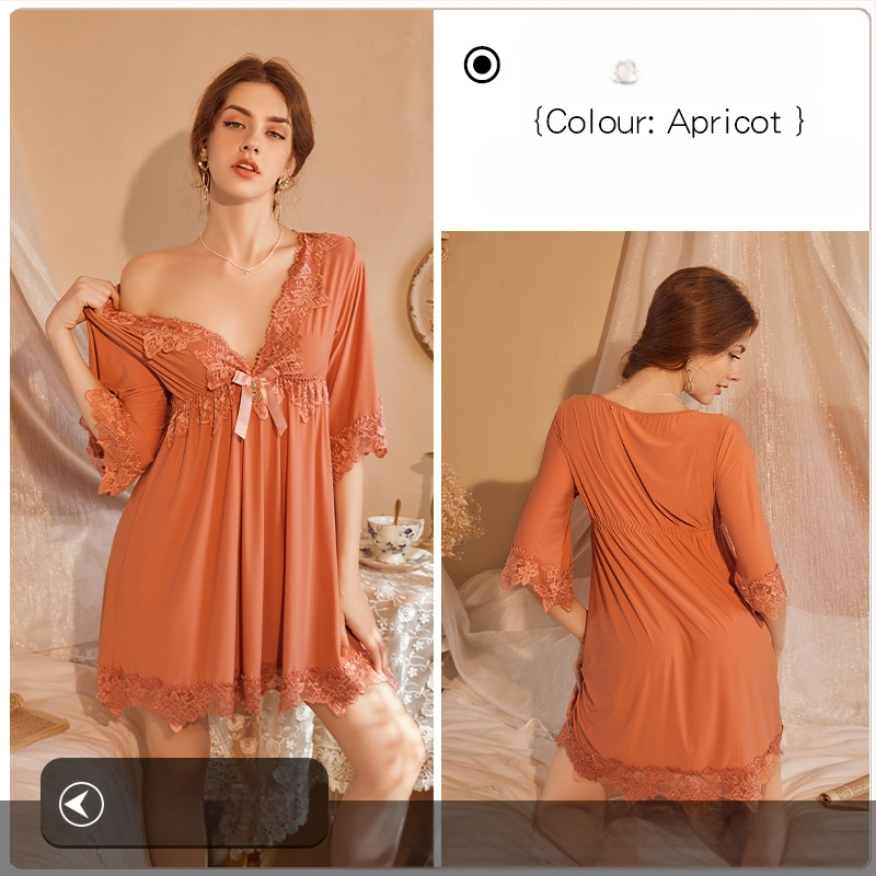 Népszerű online hírességek hálóruhája csipkével hímzett Ice Silk szexi plus size laza karcsúsító szexi hálóruha nagykereskedelemben