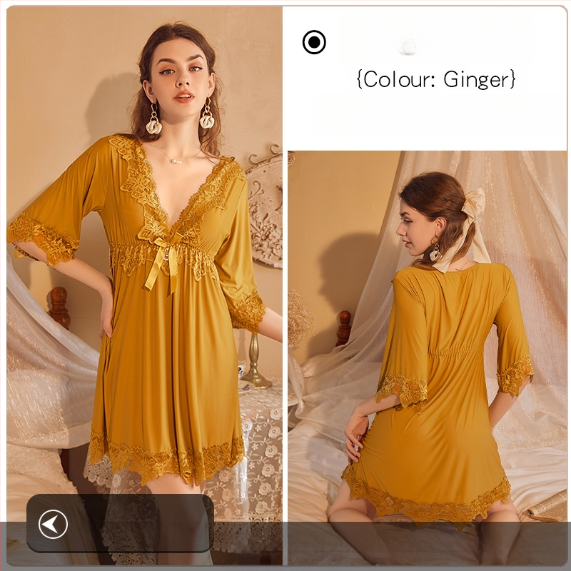 Népszerű online hírességek hálóruhája csipkével hímzett Ice Silk szexi plus size laza karcsúsító szexi hálóruha nagykereskedelemben