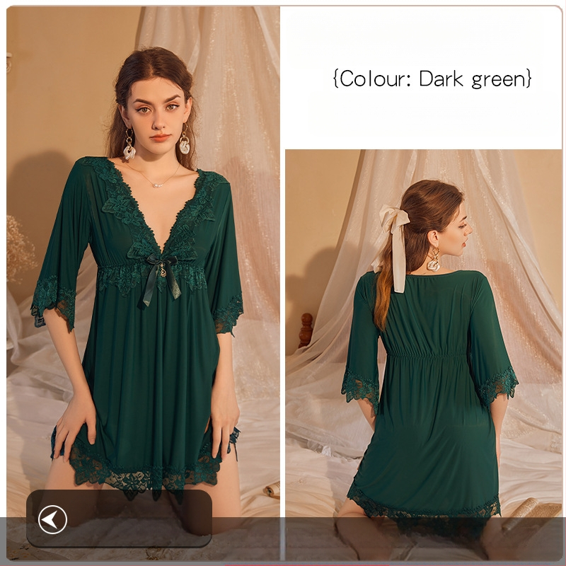 Népszerű online hírességek hálóruhája csipkével hímzett Ice Silk szexi plus size laza karcsúsító szexi hálóruha nagykereskedelemben